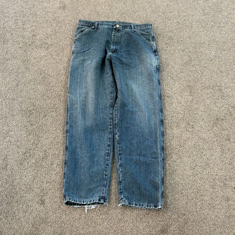 Vintage 90s 00s Wrangler Carpenter Jeans Men's Size 36x32 Blue Faded